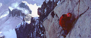 Mt Blanc: Central Pillar of Freney - on the Chandelle. Mt Blanc: Central Pillar of Freney - on the Chandelle.
